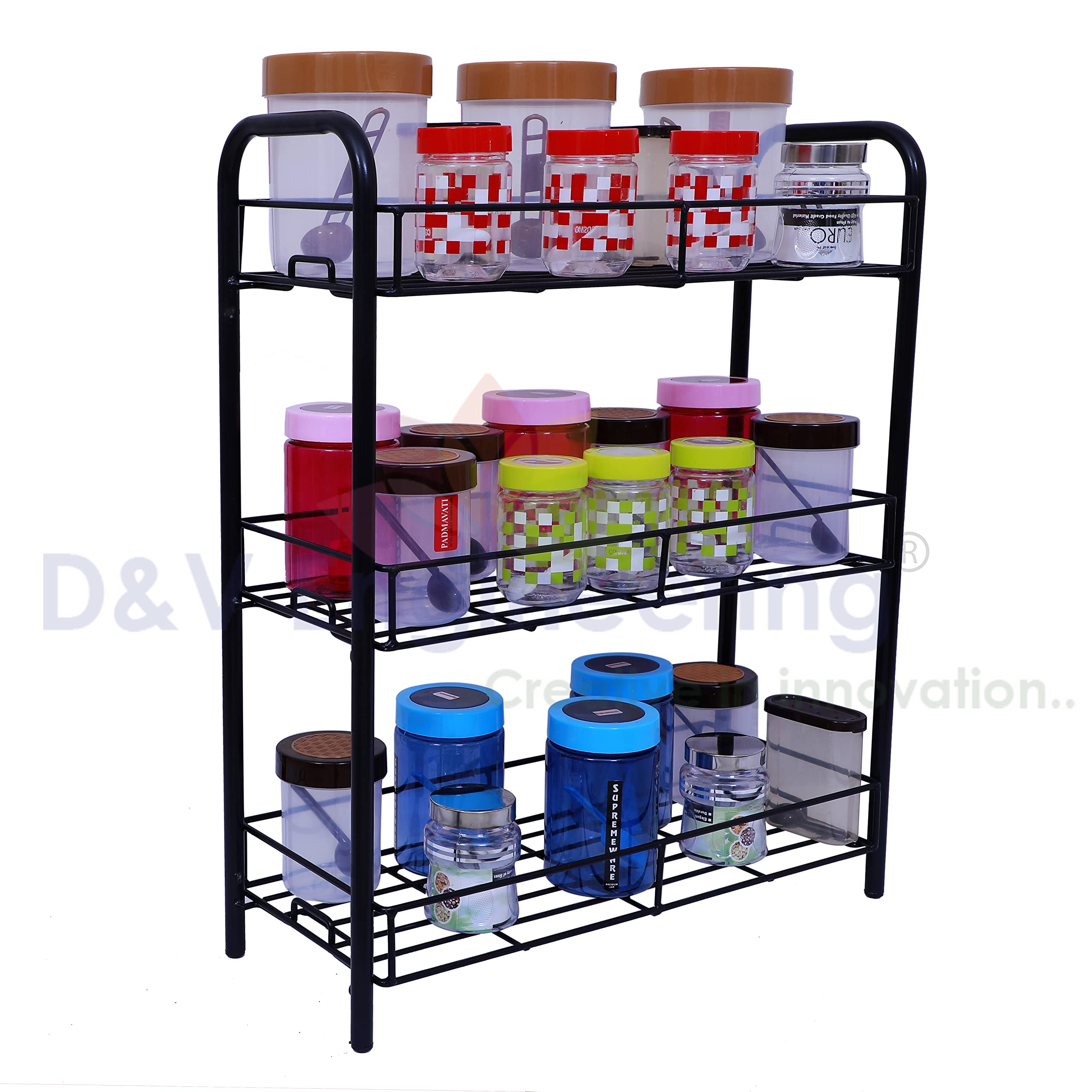 D&V ENGINEERING 3-Tier Kitchen Storage Shelf Shelves Holder Stand Rack, Kitchen Countertop Storage Shelf Organizer, Kitchen Spic